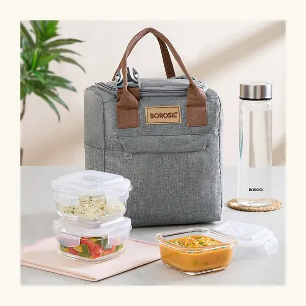 Borosil Gourmet Square Glass Lunch Box with your logo