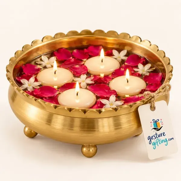 Brass Urli with Floating Candles with your logo