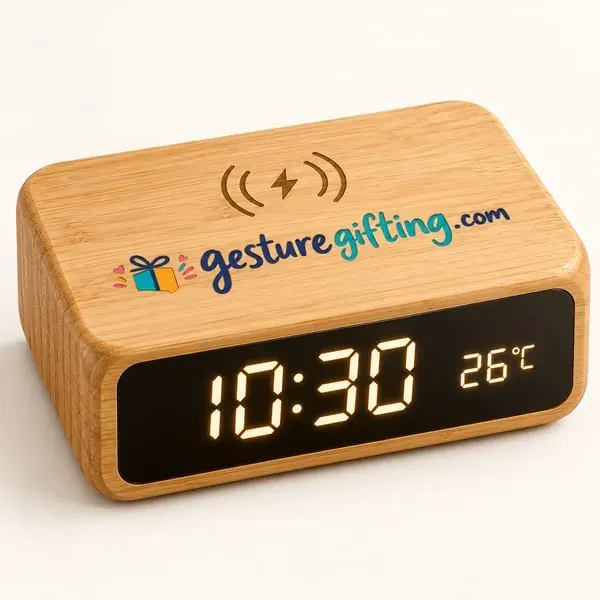 Digital Alarm Clock with Wireless Charging with your logo