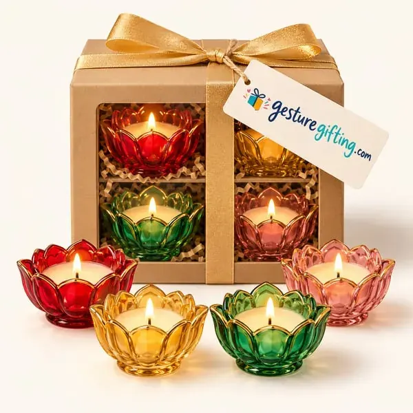 Glass Diya Set of 4 with your logo