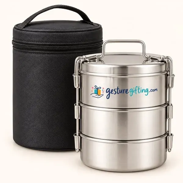 Steel Lunch Box 3-tier with your logo