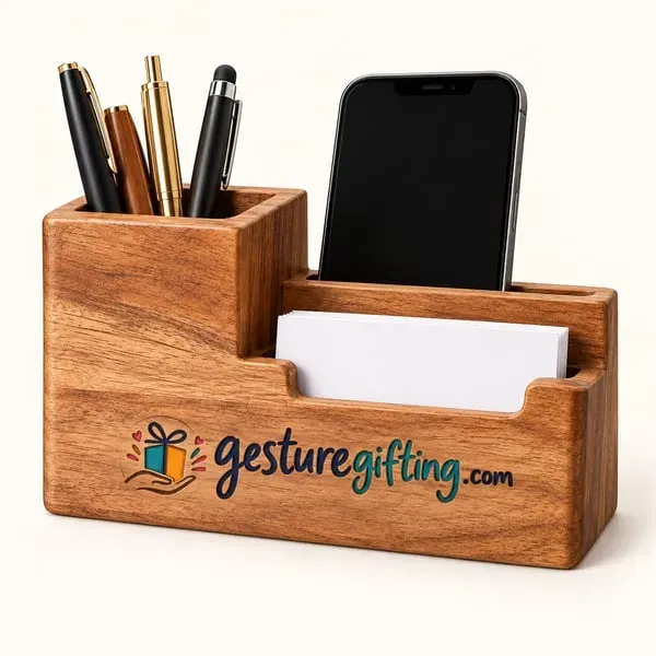 Wooden Desk Organiser with your logo