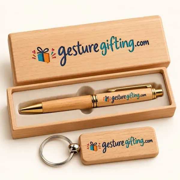 Wooden Pen & Keychain Set with your logo
